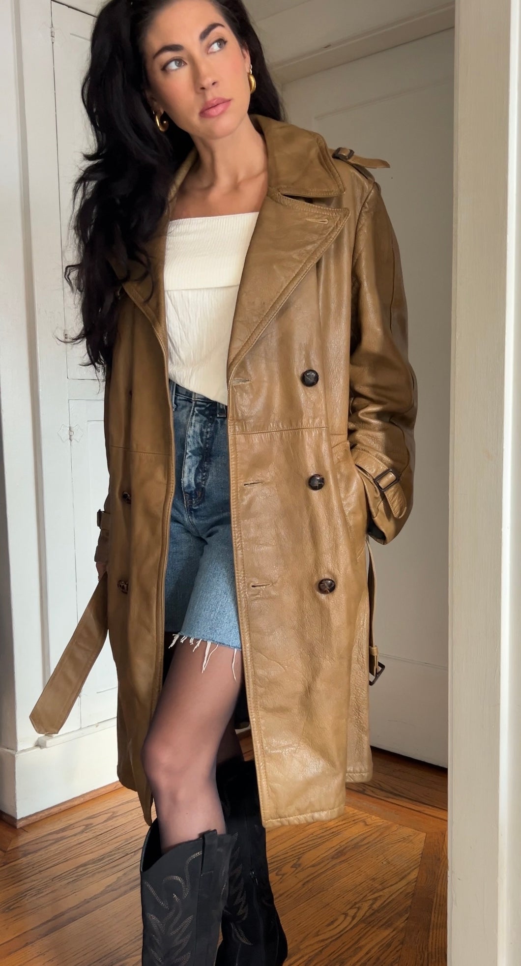 Vintage Leather Trench Coat