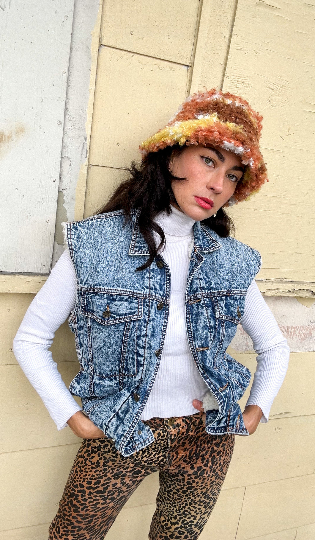 Vintage denim Sherpa vest