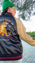 Load image into Gallery viewer, STUSSY world tour satin black bomber
